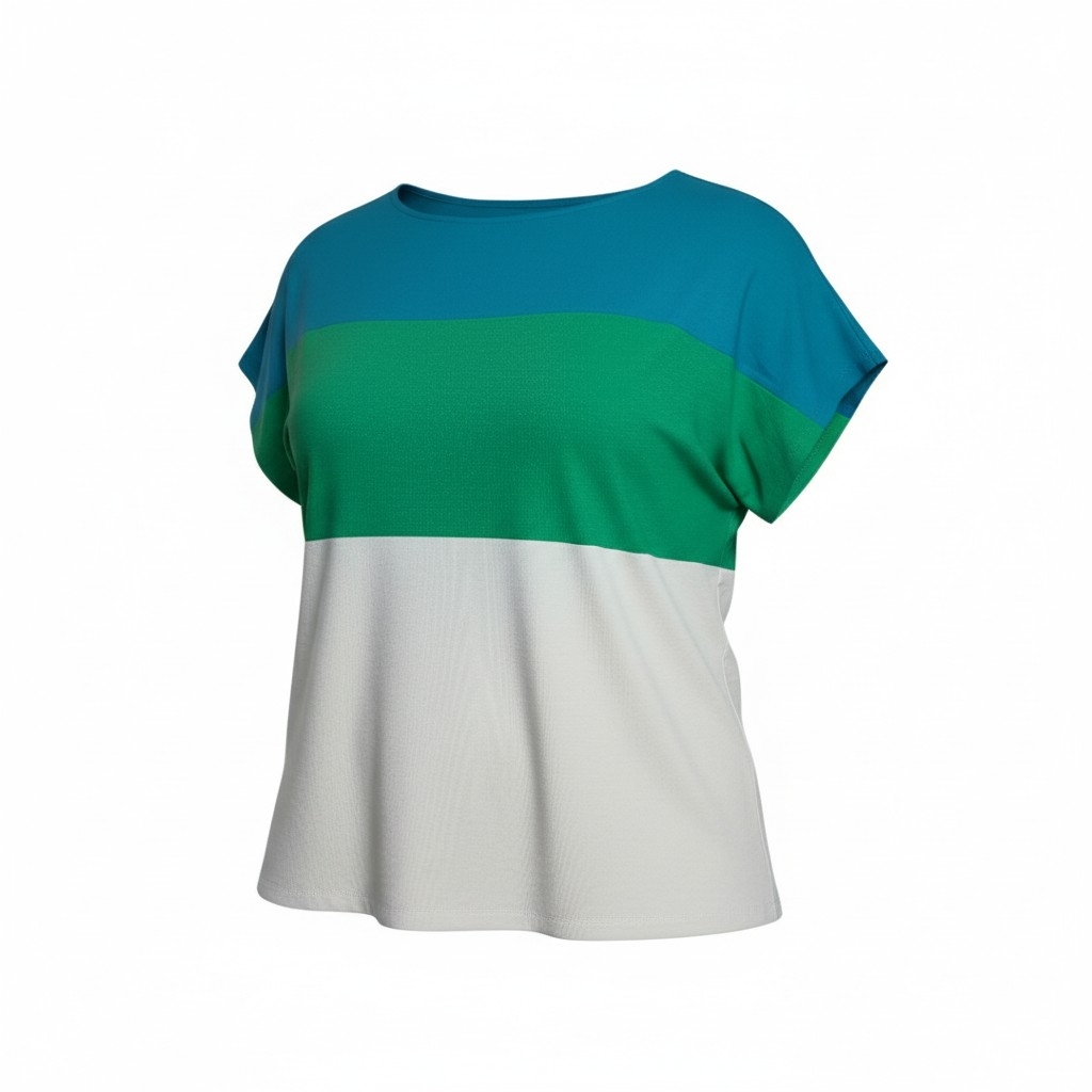 Nwt Coldwater Creek Top 1x 18 Colorblock Shirt Short Sleeve